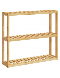Mensola da Bagno 3 Ripiani Montaggio a Parete 60x15x54cm Bambù 2