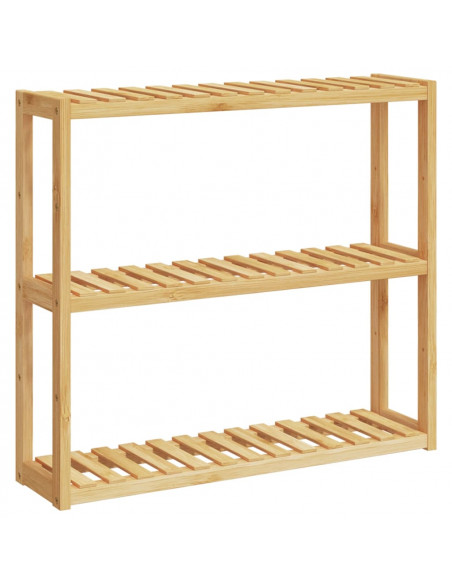 Mensola da Bagno 3 Ripiani Montaggio a Parete 60x15x54cm Bambù
