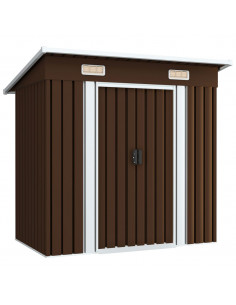 Capanno Attrezzi da Giardino Marrone 194x121x181 cm in Acciaio 2