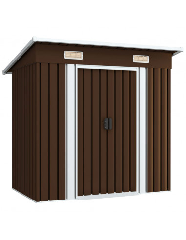 Capanno Attrezzi da Giardino Marrone 194x121x181 cm in Acciaio