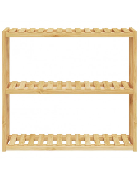 Mensola da Bagno 3 Ripiani Montaggio a Parete 60x15x54cm Bambù