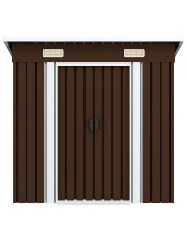 Capanno Attrezzi da Giardino Marrone 194x121x181 cm in Acciaio