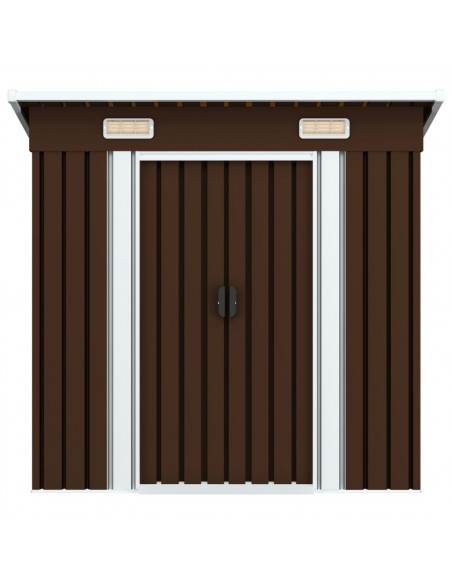 Capanno Attrezzi da Giardino Marrone 194x121x181 cm in Acciaio