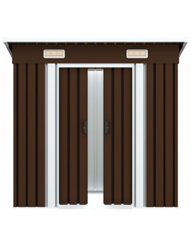 Capanno Attrezzi da Giardino Marrone 194x121x181 cm in Acciaio