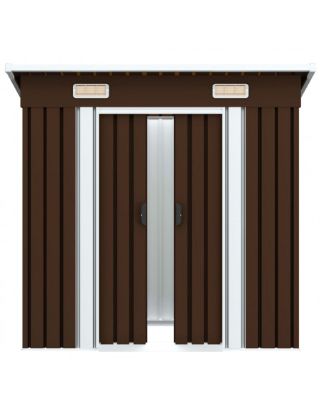 Capanno Attrezzi da Giardino Marrone 194x121x181 cm in Acciaio