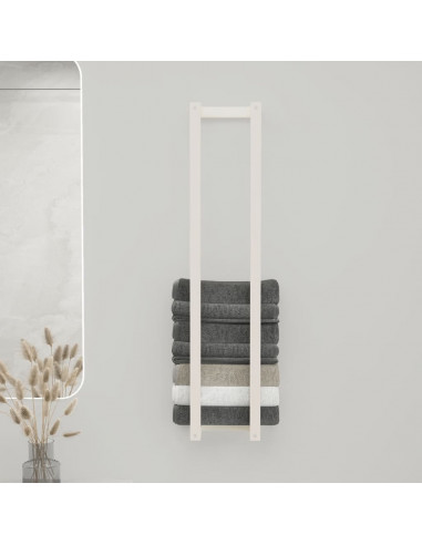 Portasciugamani Bianco 23x18x110 cm in Legno Massello di Pino