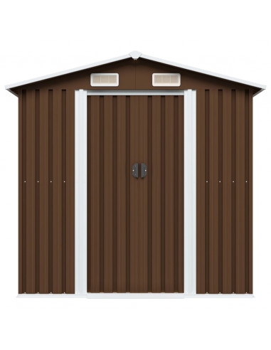 Capanno Attrezzi da Giardino Marrone 204x132x186 cm in Acciaio