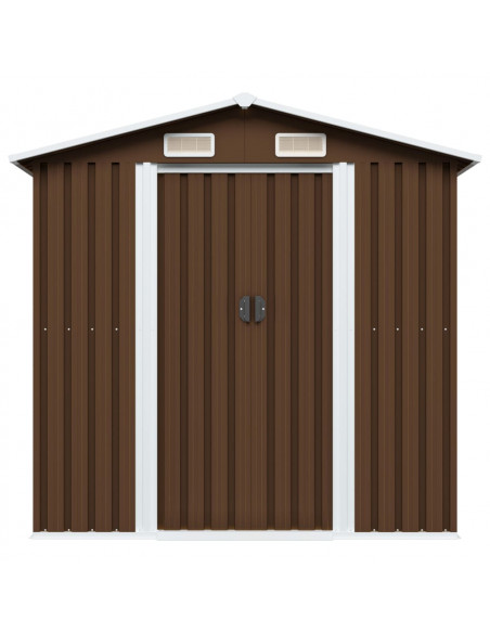 Capanno Attrezzi da Giardino Marrone 204x132x186 cm in Acciaio