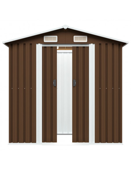 Capanno Attrezzi da Giardino Marrone 204x132x186 cm in Acciaio