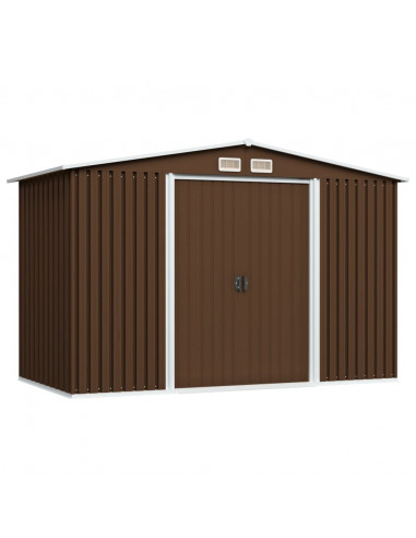 Capanno Attrezzi da Giardino Marrone 257x205x178 cm in Acciaio