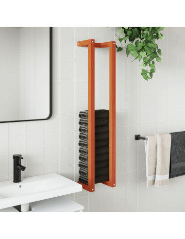 Portasciugamani Marrone Cera 23x18x110cm Legno Massello di Pino