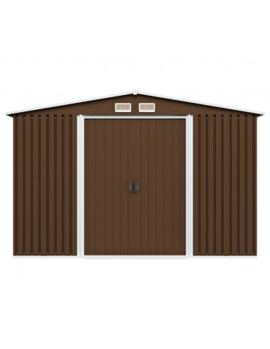 Capanno Attrezzi da Giardino Marrone 257x205x178 cm in Acciaio