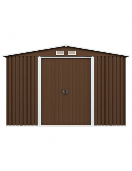 Capanno Attrezzi da Giardino Marrone 257x205x178 cm in Acciaio