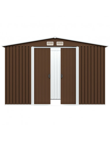 Capanno Attrezzi da Giardino Marrone 257x205x178 cm in Acciaio
