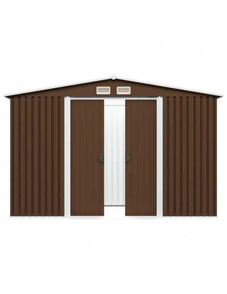 Capanno Attrezzi da Giardino Marrone 257x205x178 cm in Acciaio