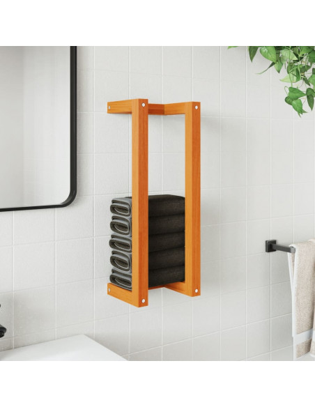 Portasciugamani Marrone Cera 23x18x60 cm Legno Massello di Pino
