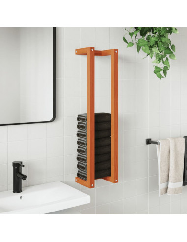 Portasciugamani Marrone Cera 23x18x90 cm Legno Massello di Pino
