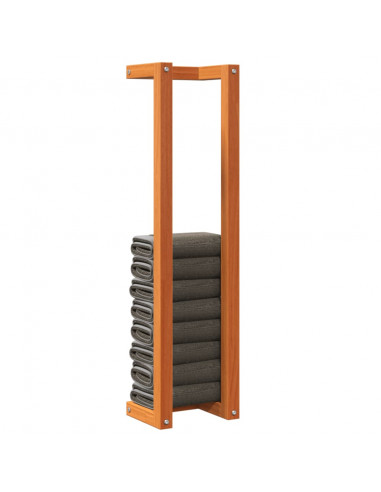 Portasciugamani Marrone Cera 23x18x90 cm Legno Massello di Pino