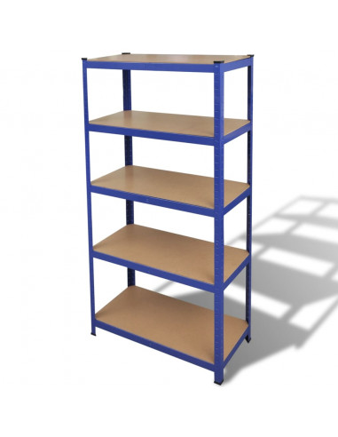 Mensola 5 Strati Blu in Acciaio e Legno Multistrato