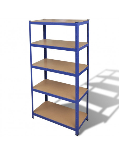 Mensola 5 Strati Blu in Acciaio e Legno Multistrato