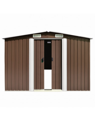 Capanno da Giardino Marrone 257x990x181 cm in Acciaio Zincato