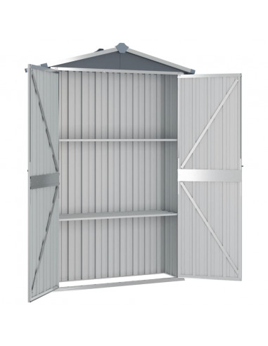 Capanno da Giardino Grigio 116x45x175 cm in Acciaio Zincato