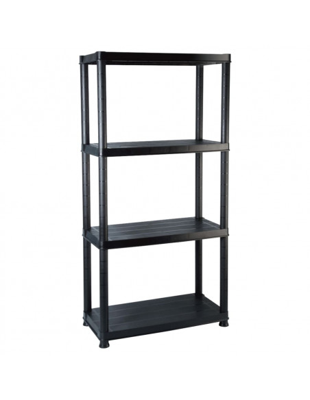 Scaffale a 4 Ripiani Nero 61x30,5x130 cm in Plastica