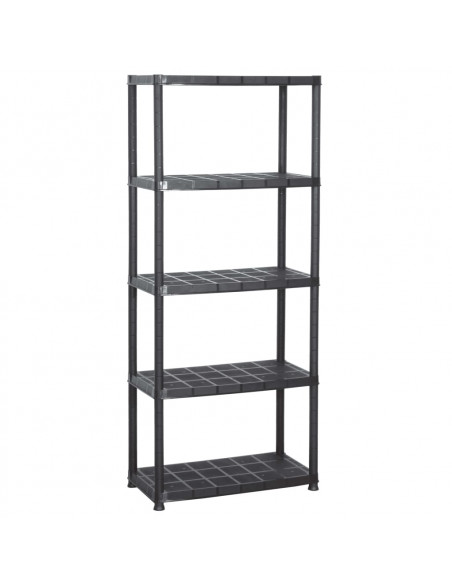 Scaffale a 5 Ripiani Nero 71x38x170 cm in Plastica