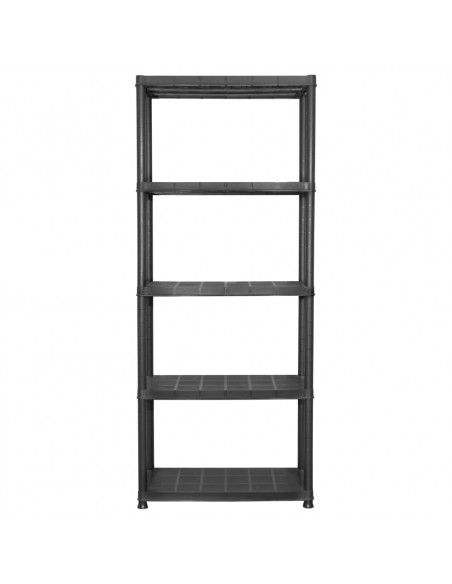 Scaffale a 5 Ripiani Nero 71x38x170 cm in Plastica