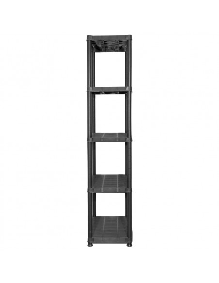 Scaffale a 5 Ripiani Nero 71x38x170 cm in Plastica