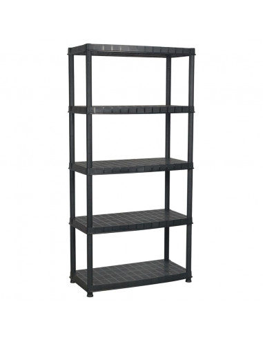 Scaffale a 5 Ripiani Nero 91,5x45,7x185 cm in Plastica