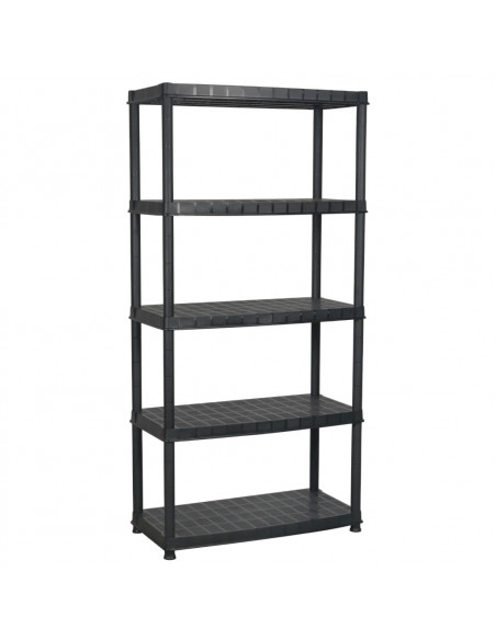 Scaffale a 5 Ripiani Nero 91,5x45,7x185 cm in Plastica