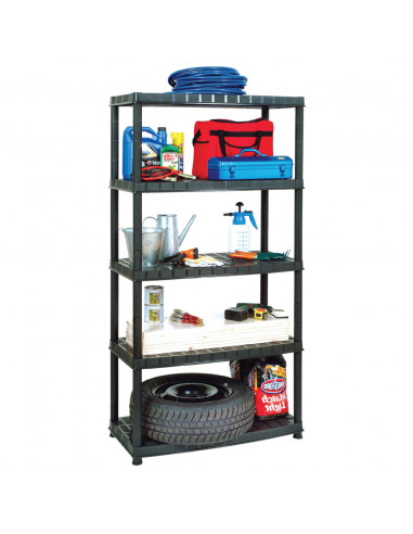 Scaffale a 5 Ripiani Nero 91,5x45,7x185 cm in Plastica