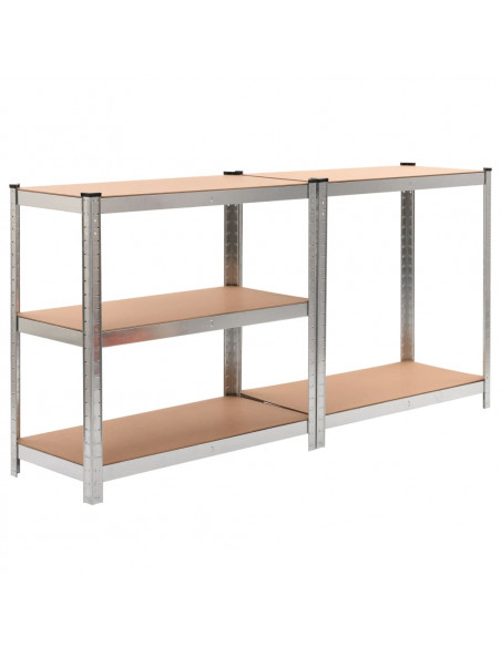 Scaffali Resistenti 5 Strati 10pz Argento Acciaio e Multistrato