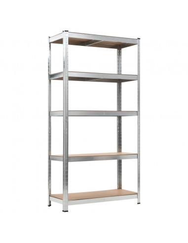 Scaffali Resistenti 5 Strati 10pz Argento Acciaio e Multistrato