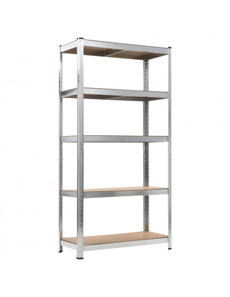 Scaffali Resistenti 5 Strati 10pz Argento Acciaio e Multistrato