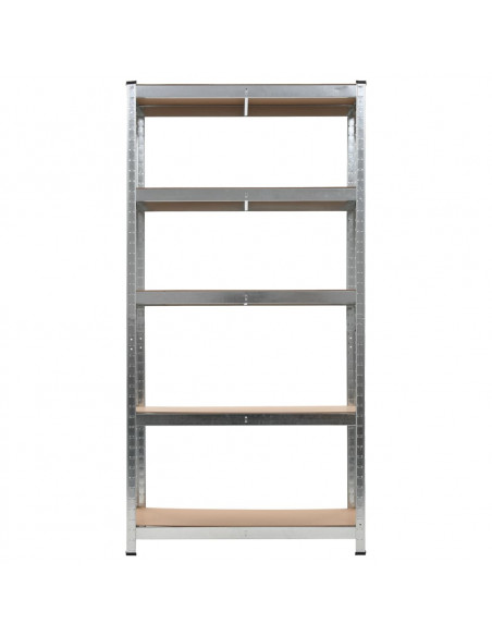 Scaffali Resistenti 5 Strati 10pz Argento Acciaio e Multistrato