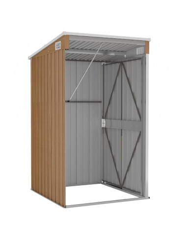 Capanno Giardino a Parete Marrone 118x100x178cm Acciaio Zincato