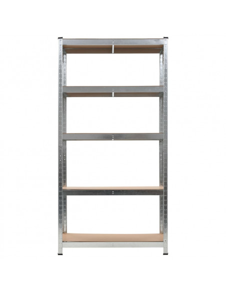 Scaffali Resistenti 5 Strati 2 pz Argento Acciaio e Multistrato