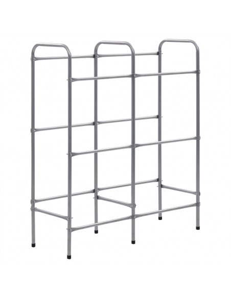 Supporto con Ripiani per 6 Casse Argento 96x33x116 cm Acciaio