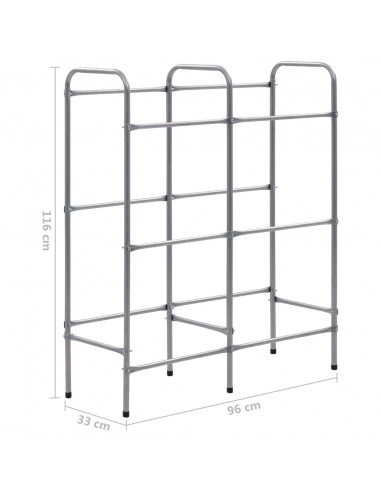 Supporto con Ripiani per 6 Casse Argento 96x33x116 cm Acciaio