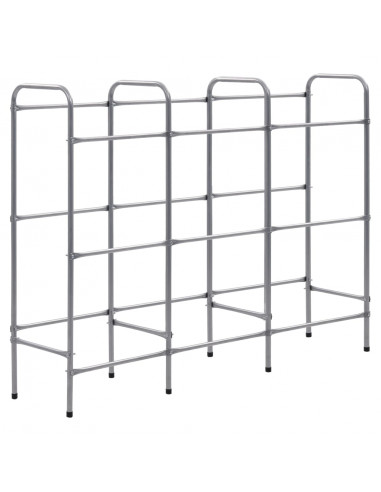 Supporto con Ripiani per 9 Casse Argento 145x33x116 cm Acciaio