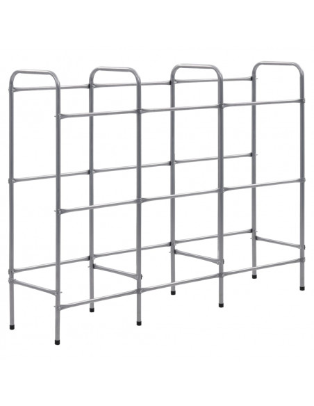 Supporto con Ripiani per 9 Casse Argento 145x33x116 cm Acciaio