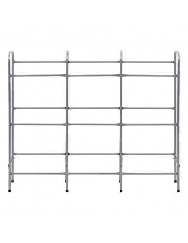 Supporto con Ripiani per 9 Casse Argento 145x33x116 cm Acciaio