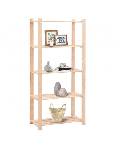 Scaffale a 5 Livelli 80x38x170 cm in Massello di Pino 250 kg