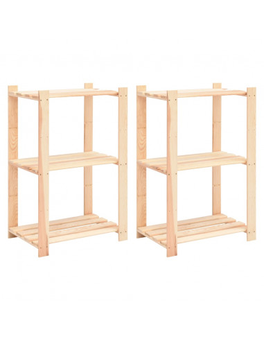 Scaffali a 3 Livelli 2 pz 60x38x90 cm in Massello Pino 150 kg