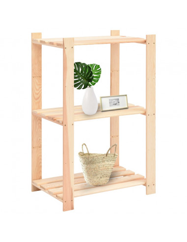 Scaffali a 3 Livelli 2 pz 60x38x90 cm in Massello Pino 150 kg
