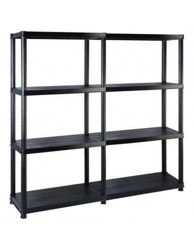 Scaffale a 4 Ripiani Nero 122x30,5x130 cm in Plastica