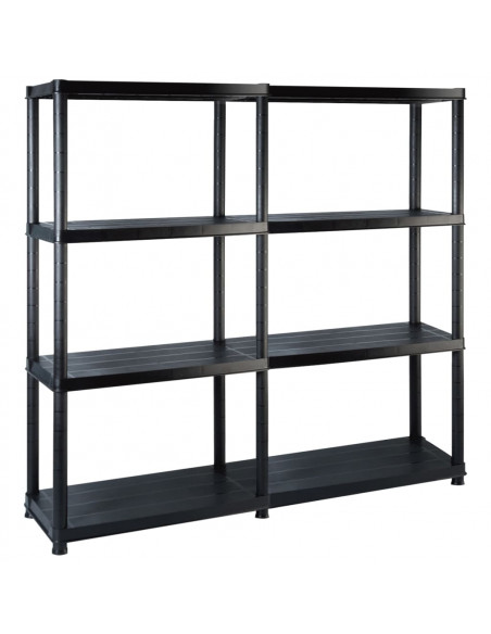 Scaffale a 4 Ripiani Nero 122x30,5x130 cm in Plastica