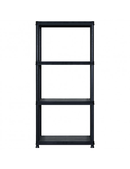 Scaffale a 4 Ripiani Nero 122x30,5x130 cm in Plastica